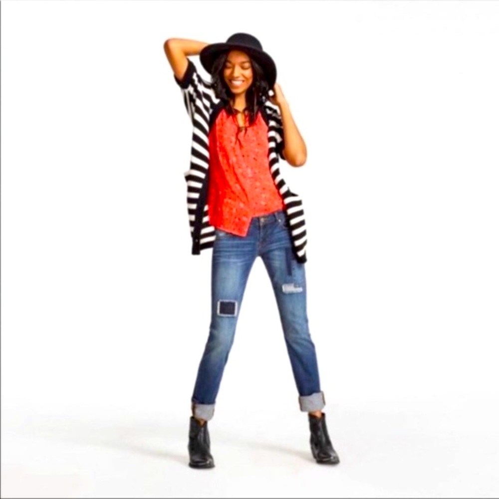cabi Slim Boyfriend Patchwork Jeans